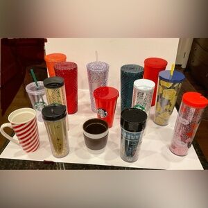 LOT OF 16 STARBUCKS TUMBLERS, CUPS, MUG ETC. 12 are NEW w TAG